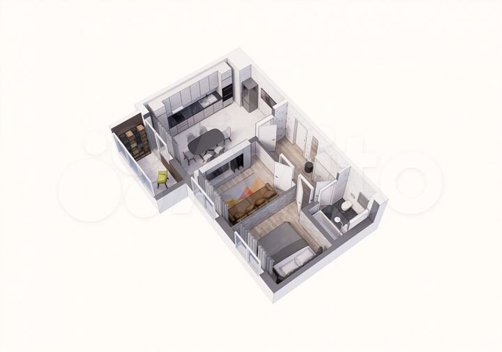 2-к. квартира, 54,2 м², 1/9 эт.