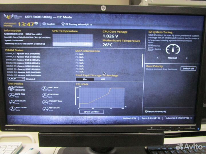 Материнская плата asus X99 Sabertooth/i7-6800K 340