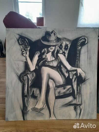 Картина на дереве + портрет по фото