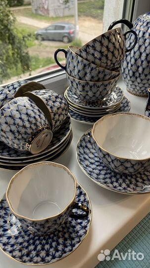 Сервиз чайный Тюльпан Кобальтовая сетка