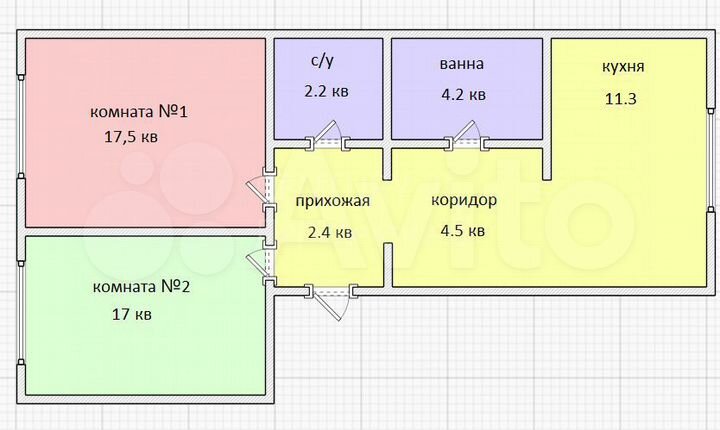 2-к. квартира, 62 м², 1/4 эт.