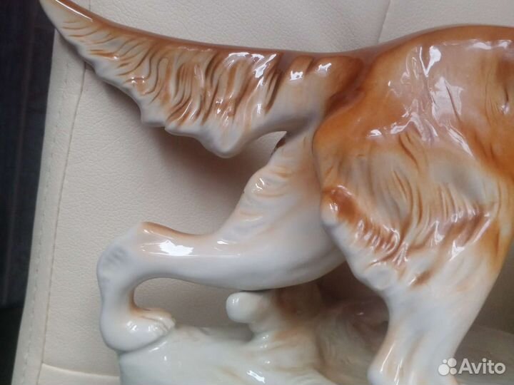 Статуэтка фарфор сеттер собака, охота, утка