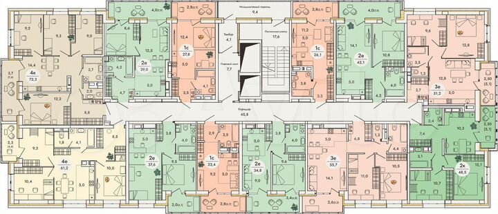 4-к. квартира, 61,2 м², 4/16 эт.