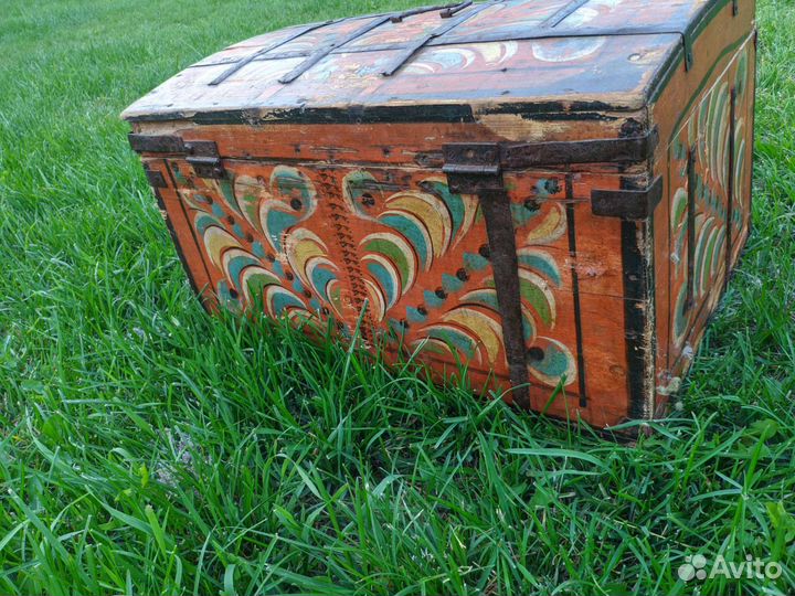 Сундук старинный, северный расписной, 19в