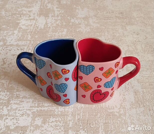 Кружки, форма сердце, пара, новые