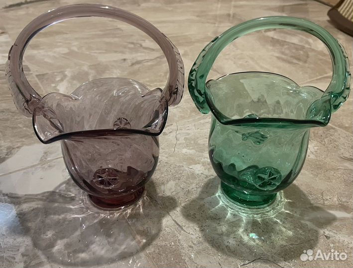 Конфетница цветное стекло СССР