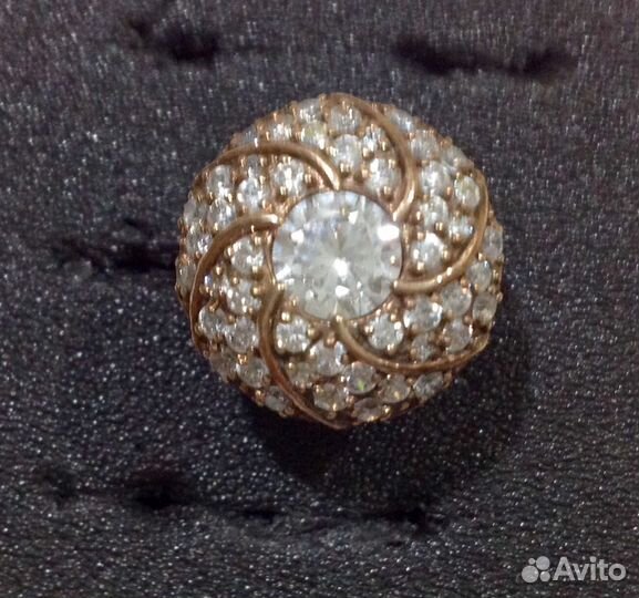 Кольцо с фианитами позолоченное серебро 925 проба