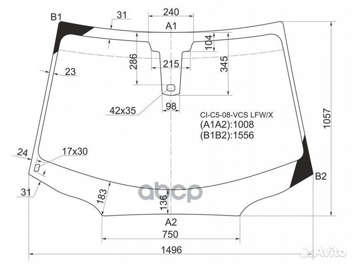 Стекло лобовое + дд citroen C5 4/5D 08-17 CI-C5