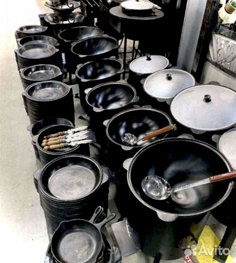 Чугунный казан + печь.шумовка в подарок