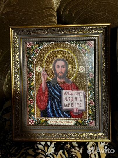 Иконы вышитые бисером. Ангел хранитель