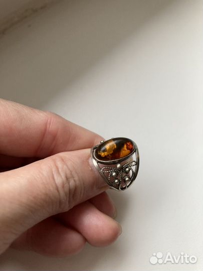 Кольцо с янтарем СССР
