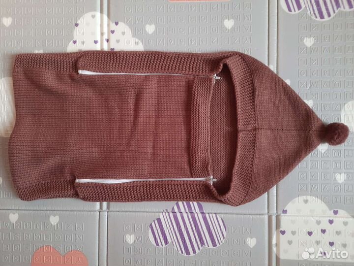 Вязаный конверт на молнии для новорожденных
