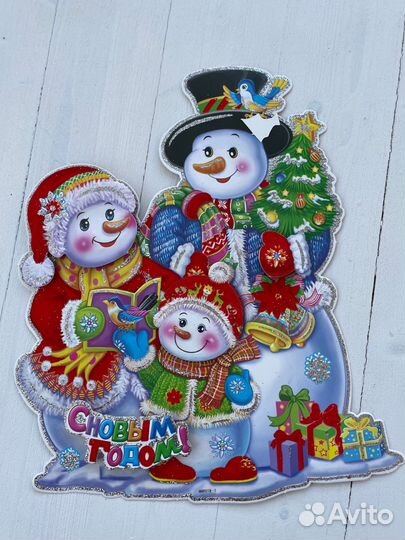 Новогодний декор наклейки