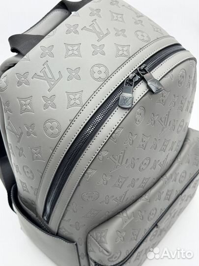 Рюкзак мужской Louis Vuitton LV кожаный серый