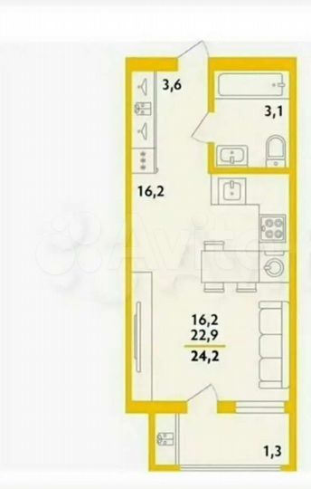 Квартира-студия, 24 м², 2/10 эт.