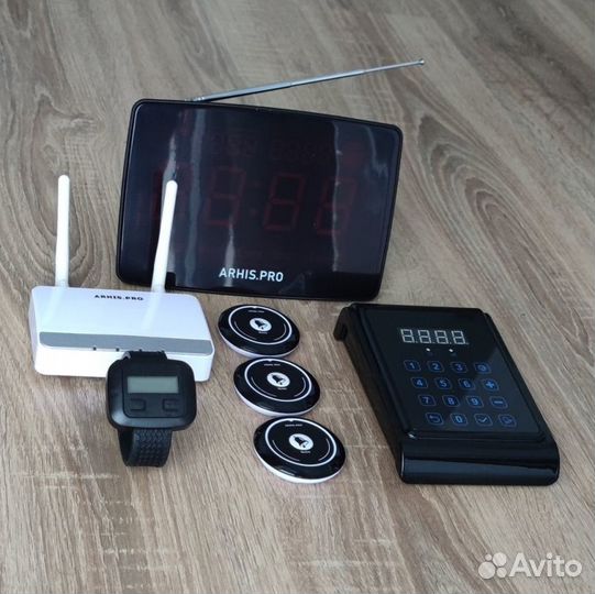 Кнопка вызова официанта комплект с часами и табло