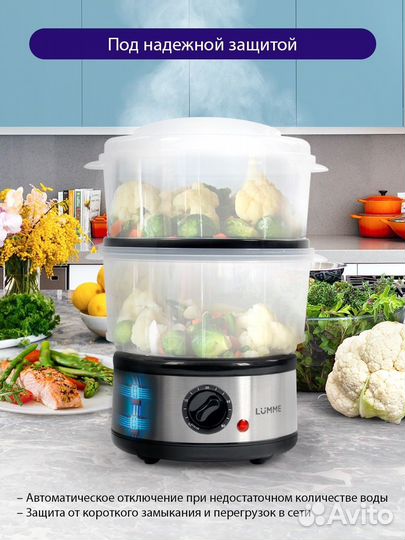 Пароварка электрическая новая двухуровневая