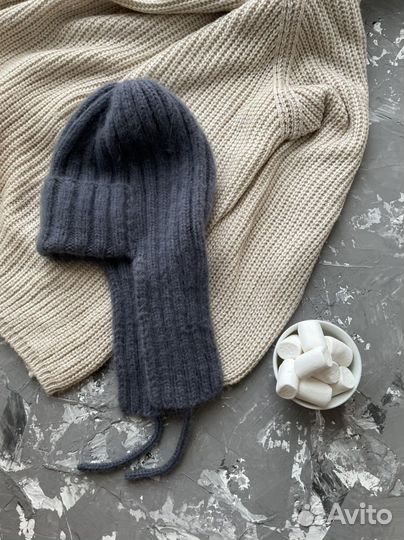 Шапка ушанка вязанная