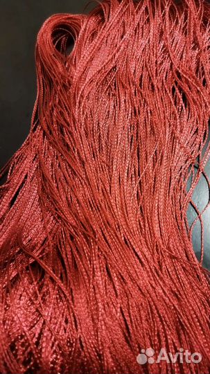 Шторы нитяные красные, кисея