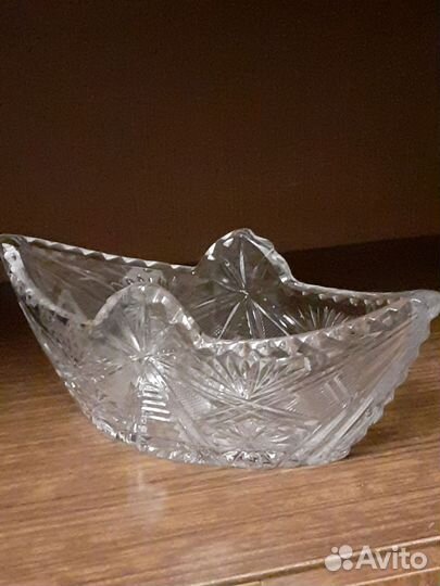 Салатник -ладья хрустальный из СССР
