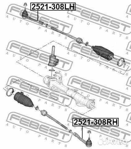 2521308LH Наконечник рулевой правый