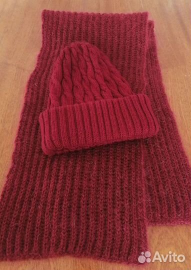 Шапочка, р.56 и шарф, шерсть