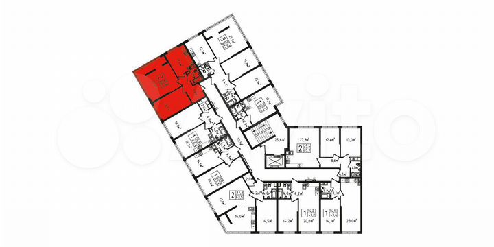 2-к. квартира, 63,7 м², 4/9 эт.