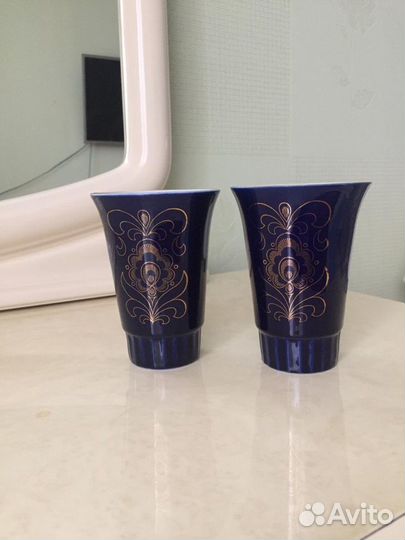 Чашка бокал фарфор кобальт позолота СССР