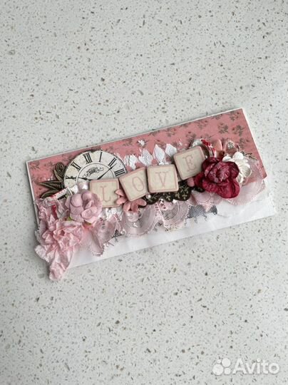 Конверт для денег ручной работы Love