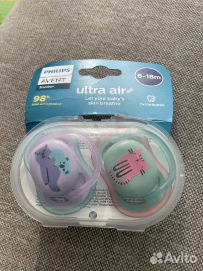 Соска пустышка avent ultra air 6 18
