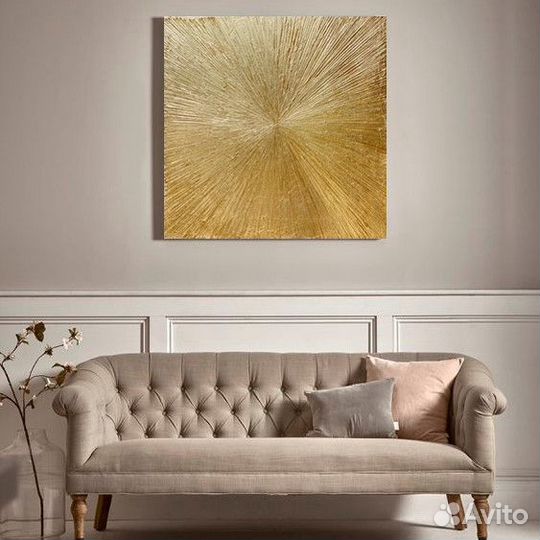 Картина золотая с поталью Золотые лучи, Солнце