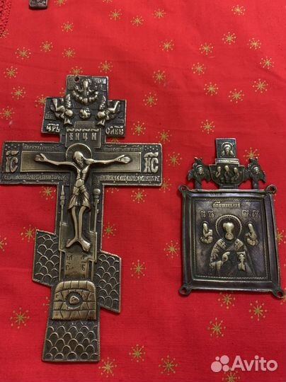 Крест и икона 19 в антикварные