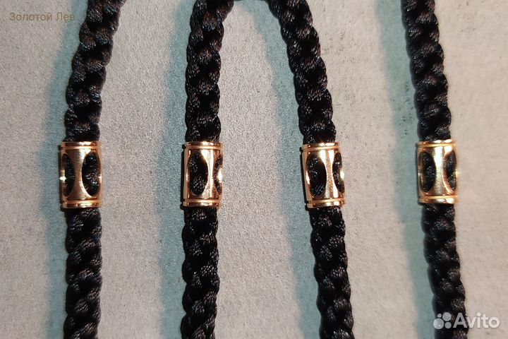 Гайтан с 4 вставками серебро с позолотой