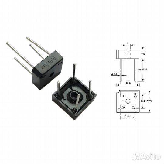 1 шт Диодный мост kbpc1010 10A 1000V