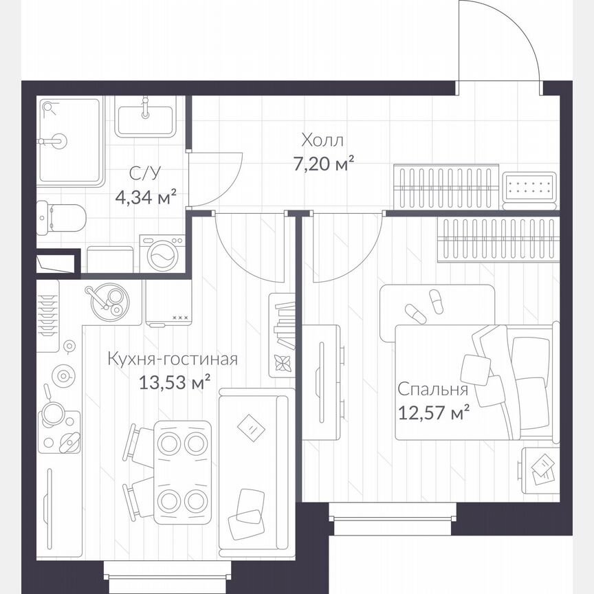 1-к. квартира, 37,6 м², 2/10 эт.