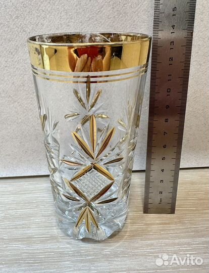 Бронь Бокалы хрустальные злото 14 см
