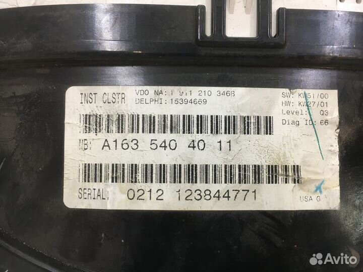 Панель приборов Mercedes-Benz M-Class