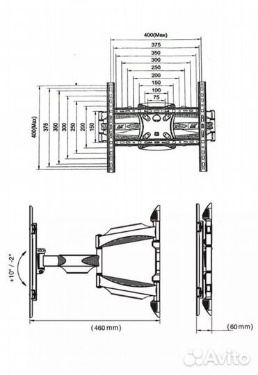 Кронштейн для тв Усиленный, Наклонно-поворотный