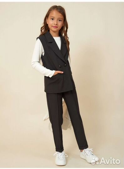 Костюм детский для девочки с жилетом / школьный