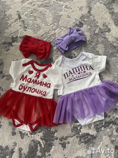 Боди для девочки 62 размер, цена за 2 шт