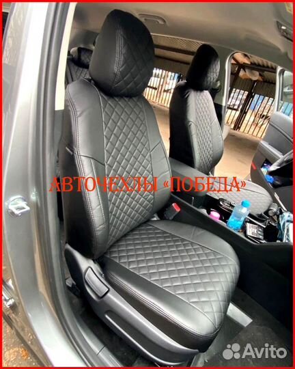 Чехлы Kia Sportage 5 из экокожи чёрные Ромб