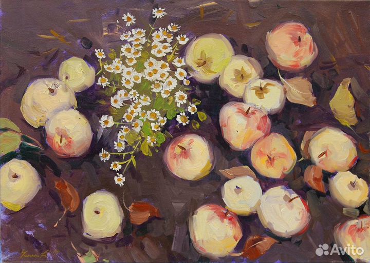 Картина маслом на холсте «Яблочки» 40-60