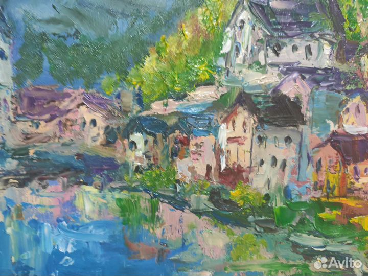 Картина маслом Озеро в горах Австрия