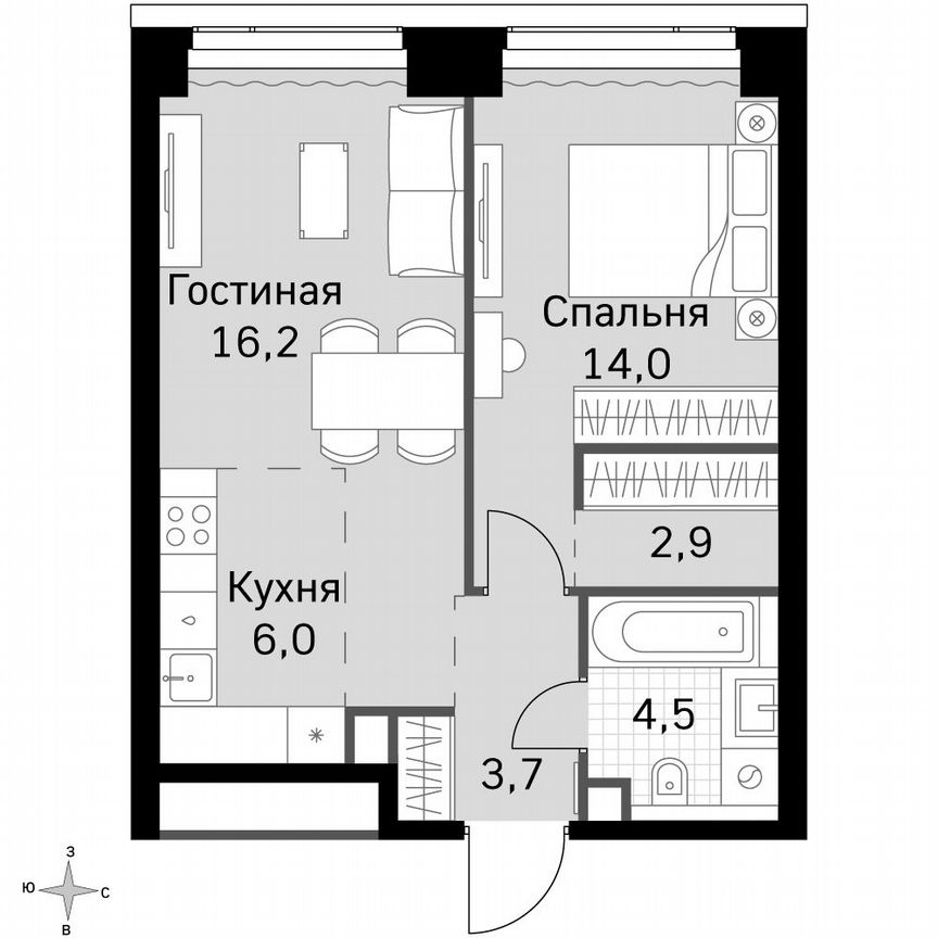 1-к. квартира, 47,3 м², 2/49 эт.