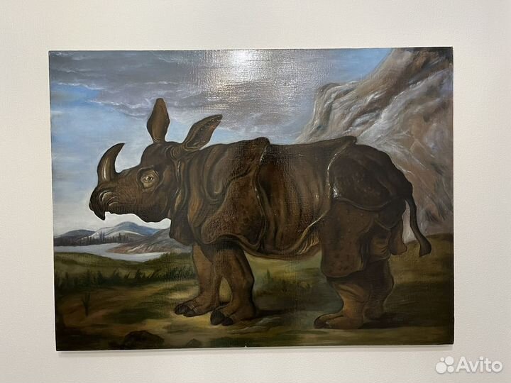 Картина маслом на холсте. Носорог