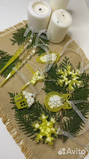 Елочные игрушки из эпоксидной смолы