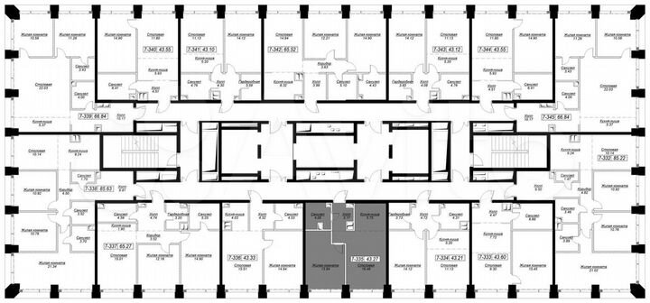 1-к. квартира, 43,4 м², 25/55 эт.