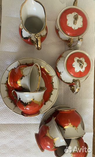 Чайный сервиз СССР красный бутон