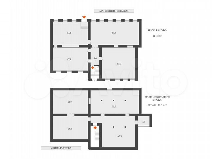 2 уровня, 2 входа, высокие потолки, 471 м²