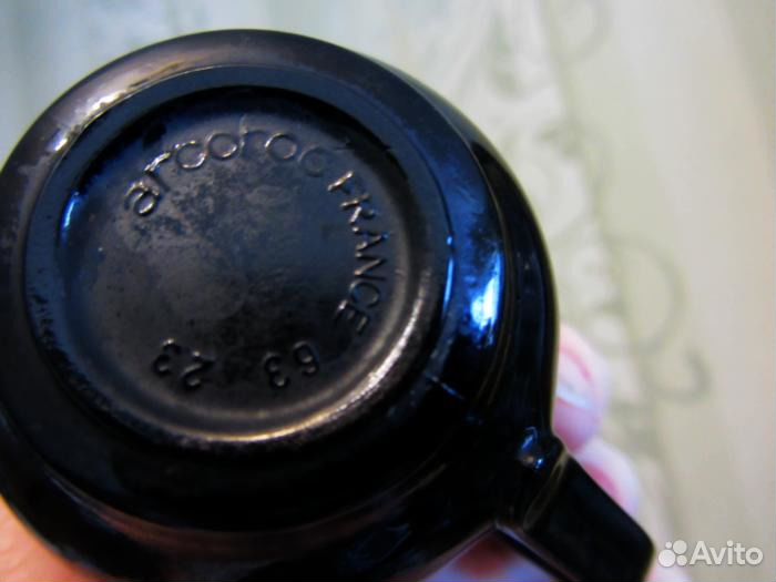 6 кофейных пар из чёрного французского стекла